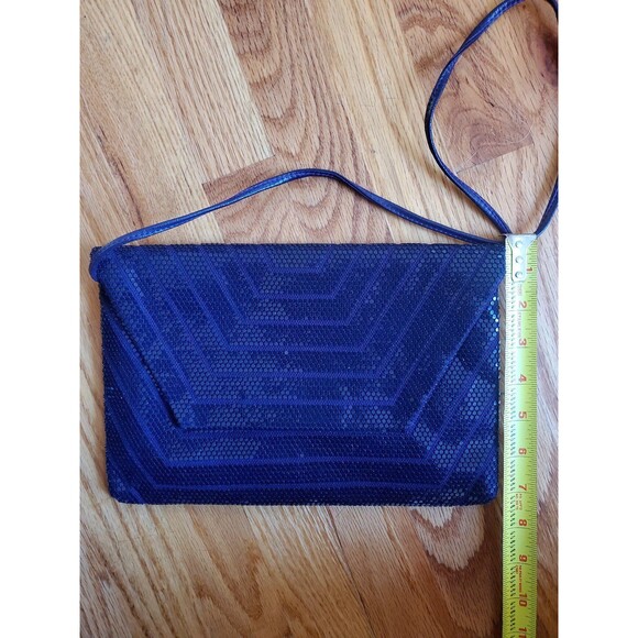 Vintage Lumbered Beaded Mesh Evening Purse Purple with strap - Picture 10 of 11